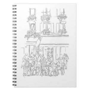 Cuaderno Esbozo del Café París en blanco negro encantador
