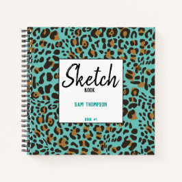 Cuaderno Esbozo del patrón de impresión animal de leopardo 