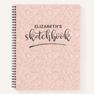 Cuaderno Esbozo Elegante De Ropa Rosa Con Portátil De Nombr