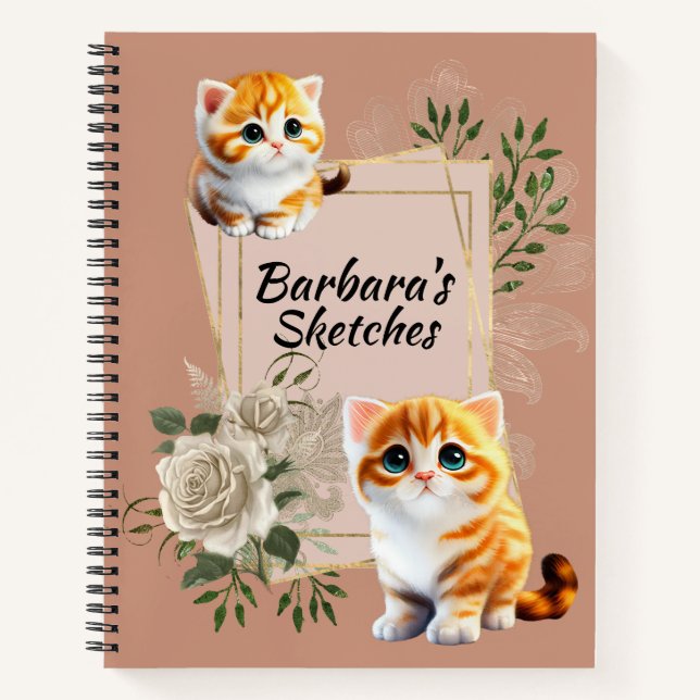 Cuaderno Esbozo felino personalizado para niños (Anverso)