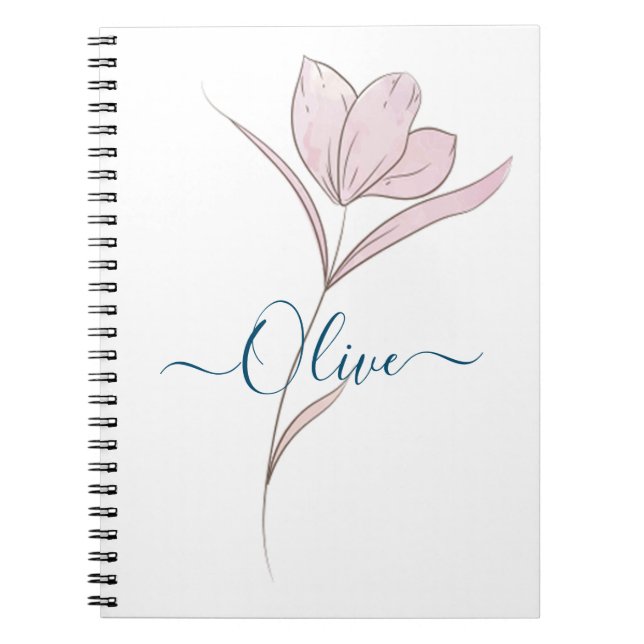 Cuaderno Esbozo floral acuarela personalizada (Frente)