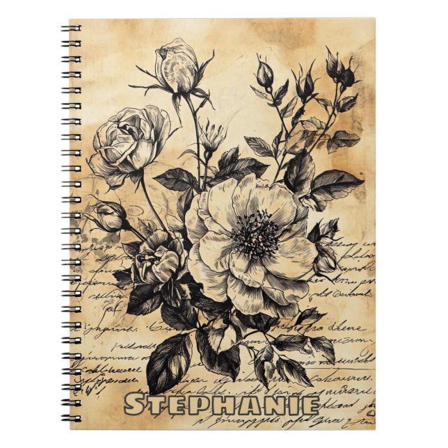 Cuaderno Esbozo floral rústico con caligrafía - edad (10) (Frente)