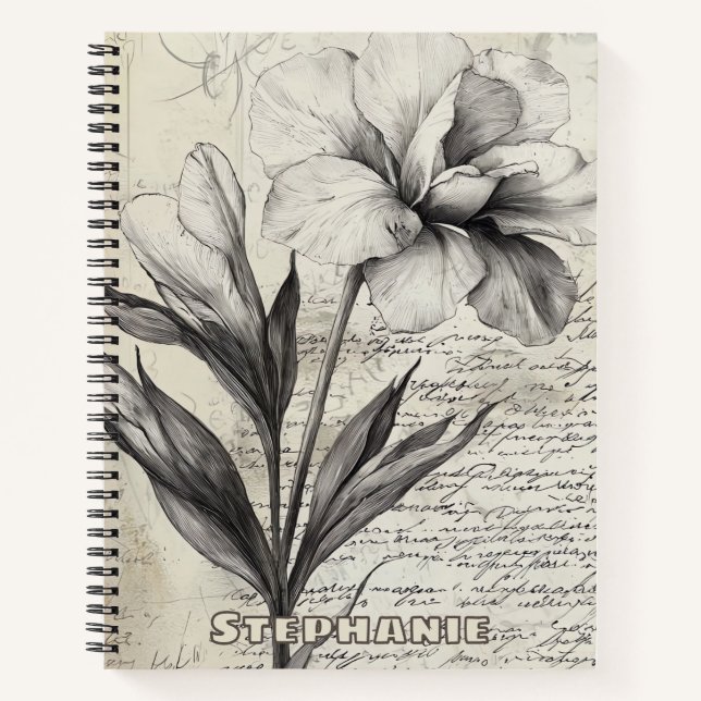 Cuaderno Esbozo floral rústico con caligrafía - edad (3) (Anverso)