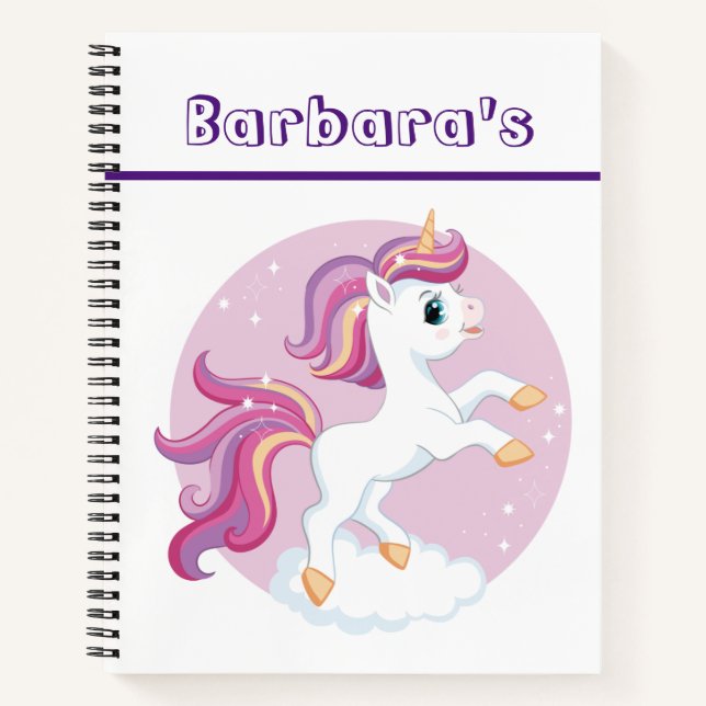 Cuaderno Esbozo infantil personalizado Unicorn (Anverso)