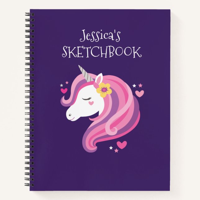 Cuaderno Esbozo mágico personalizado de artistas de unicorn (Anverso)