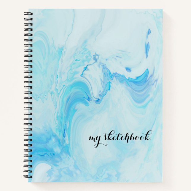 Cuaderno Esbozo Minimalista de cubierta azul personalizada (Anverso)