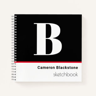 Cuaderno Esbozo mongramado negro personalizado