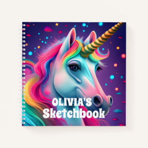 Cuaderno Esbozo para niños 3D mágico de unicornio personali
