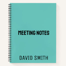 Cuaderno Esbozo personalizado azul verde azulado con nombre