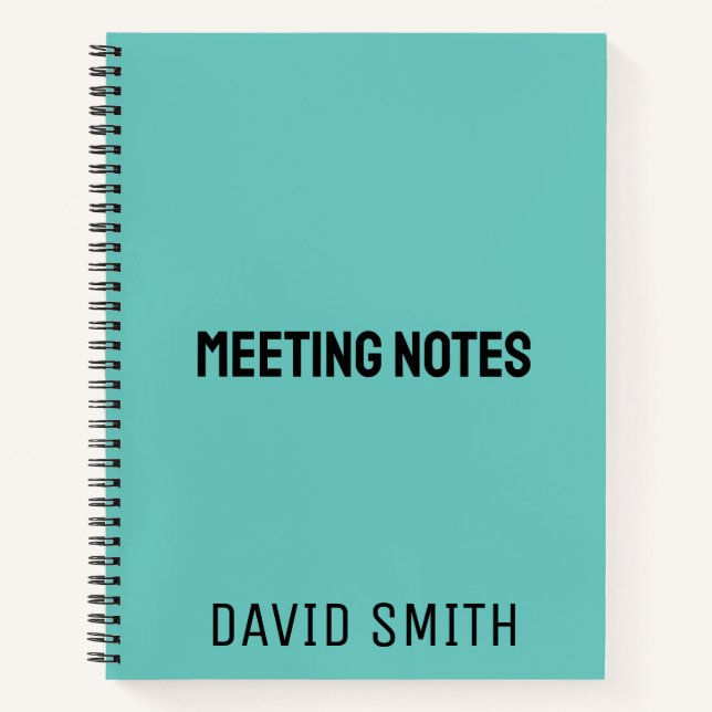 Cuaderno Esbozo personalizado azul verde azulado con nombre (Anverso)