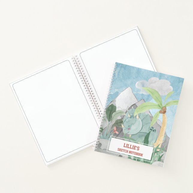 Cuaderno Esbozo personalizado de dinosaurio de Triceratops (Interior)