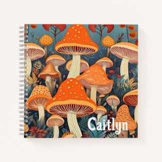 Cuaderno Esbozo personalizado de hongos coloridos de Cottag