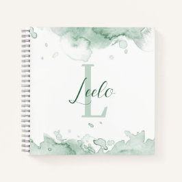 Cuaderno Esbozo personalizado de la Bonito de acuarela verd