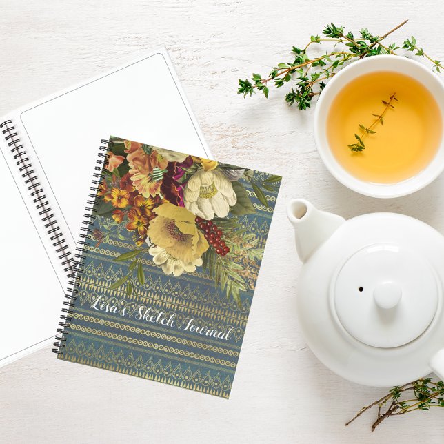 Cuaderno Esbozo personalizado floral de elegancia oscura (Subido por el creador)