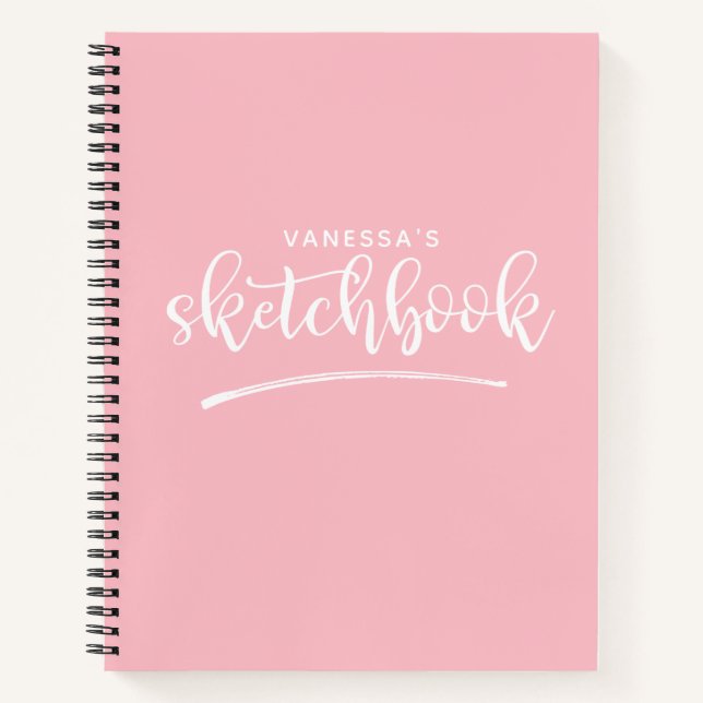 Cuaderno Esbozo rosa Rubor elegante y personalizado (Anverso)