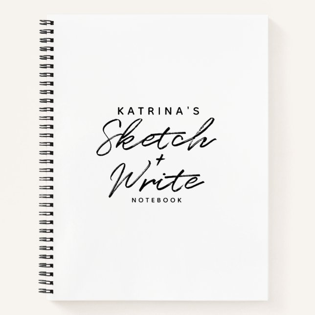 Cuaderno Esbozo sencillo blanco y negro moderno (Anverso)