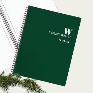 Cuaderno Esbozo verde monograma Minimalista profesional