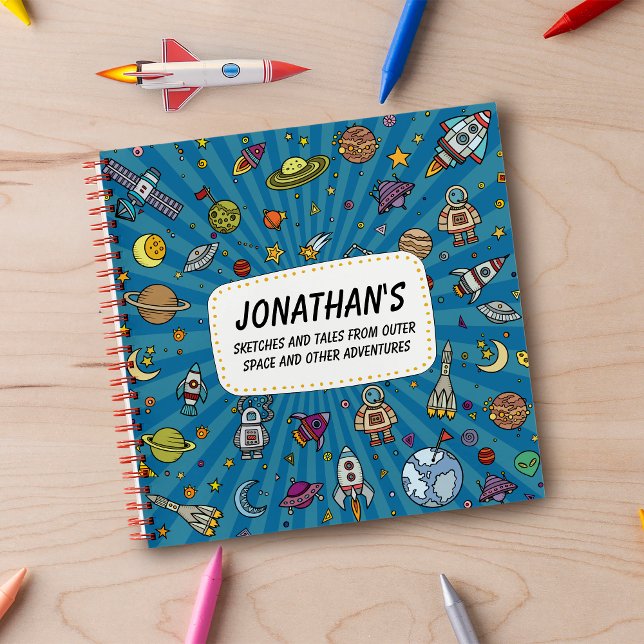 Cuaderno Esbozos y cuentos desde el espacio ultraterrestre (Blast off! Space is definitely the place with this funky space inspired design sketchbook. )