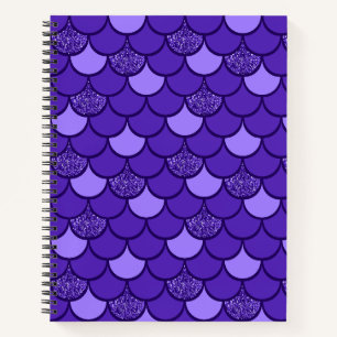 Cuaderno Escala de sirena púrpura con efecto purpurina