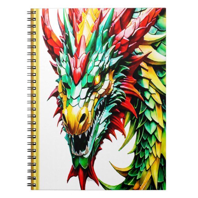 Cuaderno Escala roja, verde y amarilla del dragón que respi (Frente)