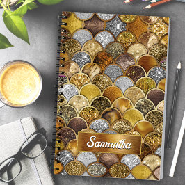 Cuaderno Escalas de sirena de chicles de oro elegantes