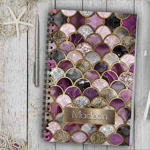 Cuaderno Escalas de sirena de oro púrpura de color rosa