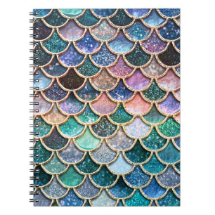 Cuaderno Escalas de sirenas de Purpurina multicolor de lujo