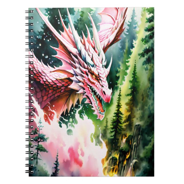 Cuaderno Escalas rosadas vibrantes del dragón respirador de (Frente)