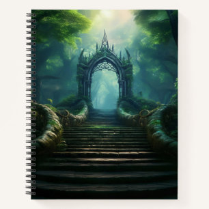 Cuaderno Escaleras de la antigua puerta de un bosque encant