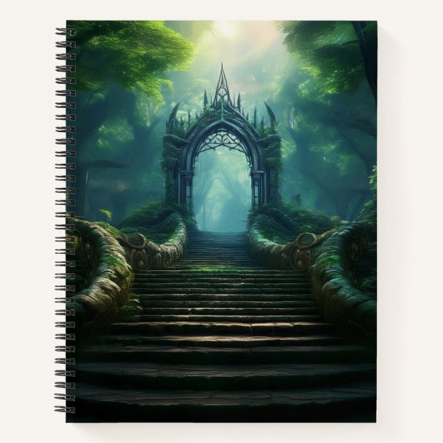 Cuaderno Escaleras de la antigua puerta de un bosque encant (Anverso)
