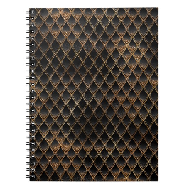 Cuaderno Escamas de Dragón con Brillo Negro y Dorado (Frente)