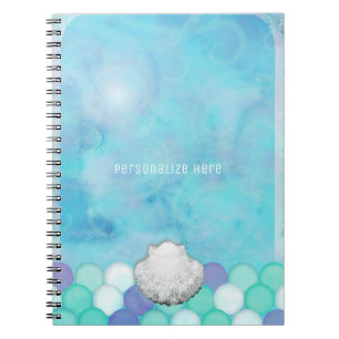 Cuaderno Escamas De Sirena Acuarela Mar Océano Personalizad