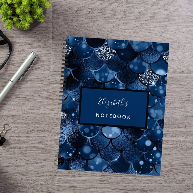 Cuaderno Escamas de sirena azul marino nombre (Subido por el creador)
