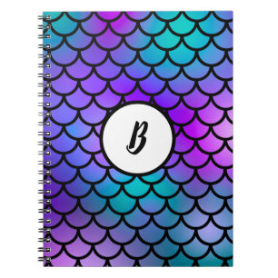 Cuaderno Escamas de Sirena Azul Rosa Morado Verde Azul Pez