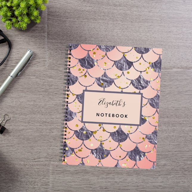 Cuaderno Escamas de sirena de melocotón rosa morado (Subido por el creador)