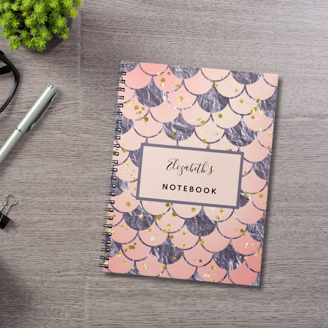 Cuaderno Escamas de sirena rosa melocotón púrpura (Subido por el creador)