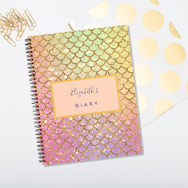 Cuaderno Escamas de sirena rosa púrpura verde mar brillo di