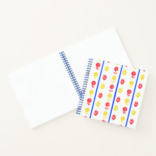 Cuaderno Escándalo Flor Amarilla Rojo Banda Azul Journa
