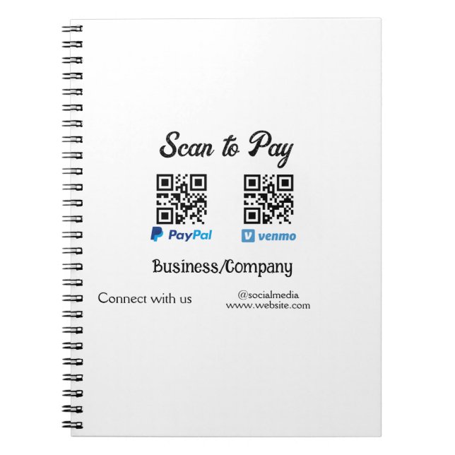 Cuaderno Escanear para pagar código q r paypal venmo agrega (Frente)