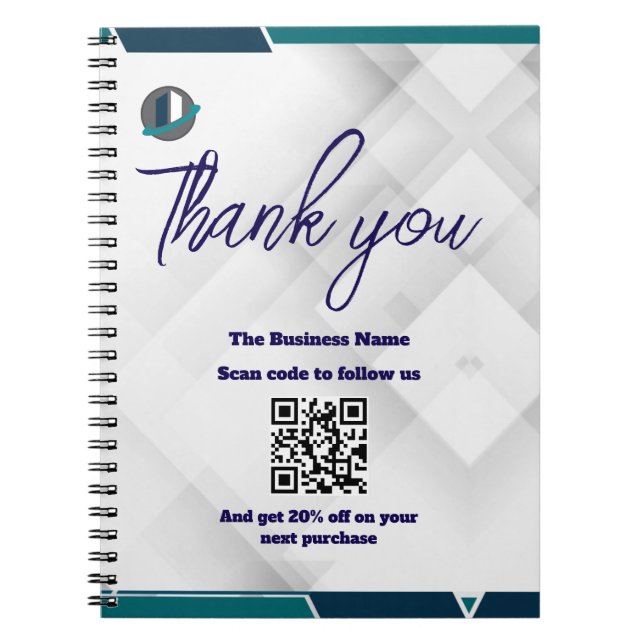 Cuaderno Escanear QR para seguirnos código de descuento gra (Frente)