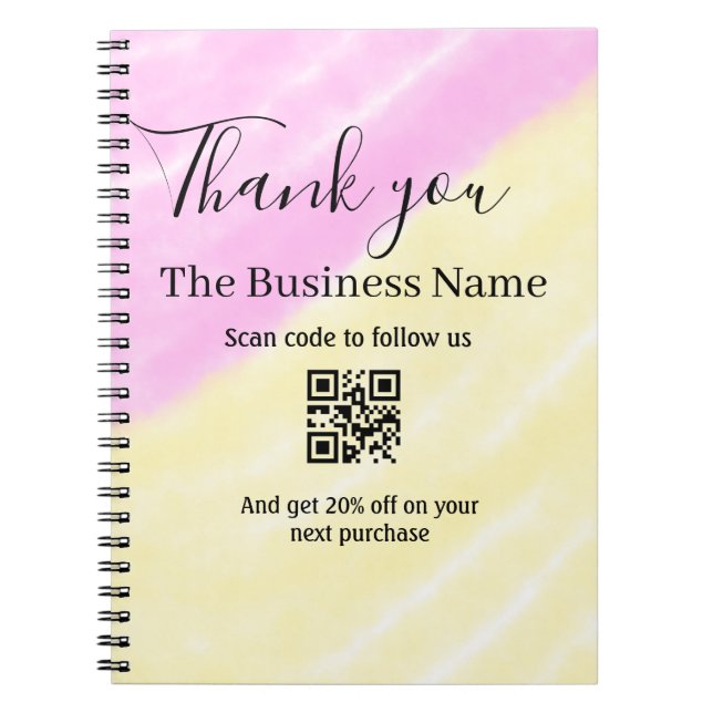 Cuaderno Escanear QR para seguirnos código de descuento ros (Frente)