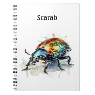 Cuaderno Escarabajo iridiscente en acuarela, personalizado