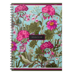 Cuaderno Escarcha de diseño con geranios y flores silvestre