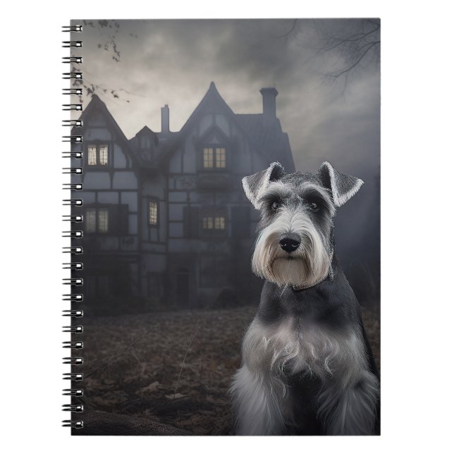 Cuaderno Escarnio de Schnauzer Halloween en miniatura (Frente)