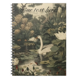 Cuaderno Escena botánica de un personalizable cisne blanco