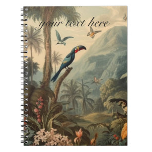 Cuaderno Escena botánica vintage de Toucans y flores