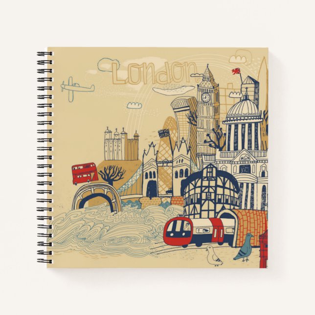 Cuaderno Escena de Doodle en Londres (Anverso)