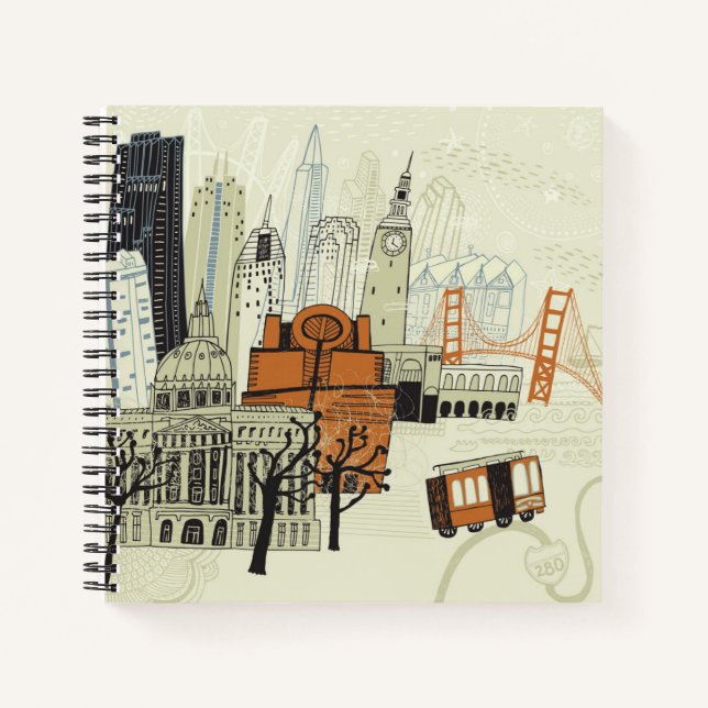 Cuaderno Escena de Doodle San Francisco (Anverso)