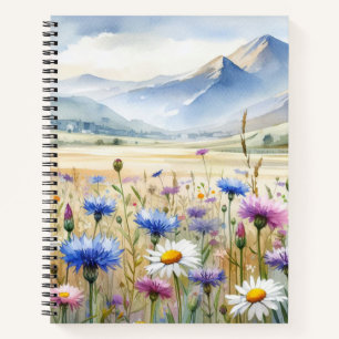 CUADERNO ESCENA DE FLORES SALVAJES DE BONITO DE COLOR ACUÁT