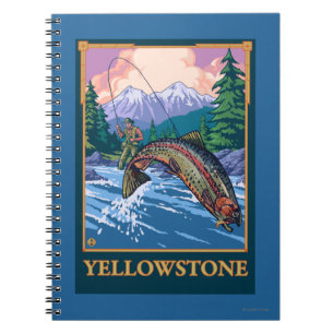 Cuaderno Escena de la pesca con mosca - parque nacional de